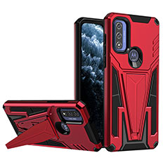 Coque Contour Silicone et Plastique Housse Etui Mat avec Support A01 pour Motorola Moto G Pure Rouge