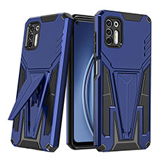 Coque Contour Silicone et Plastique Housse Etui Mat avec Support A01 pour Motorola Moto G Stylus (2021) Bleu