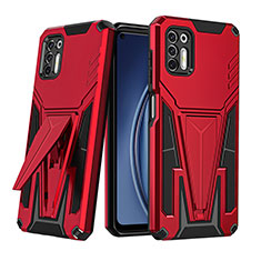 Coque Contour Silicone et Plastique Housse Etui Mat avec Support A01 pour Motorola Moto G Stylus (2021) Rouge