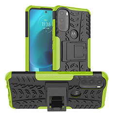 Coque Contour Silicone et Plastique Housse Etui Mat avec Support A01 pour Motorola Moto G71 5G Vert