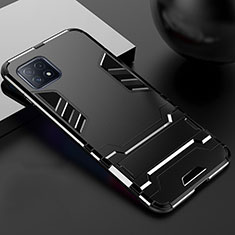 Coque Contour Silicone et Plastique Housse Etui Mat avec Support A01 pour Oppo A72 5G Noir