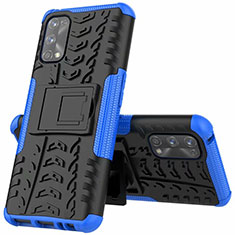 Coque Contour Silicone et Plastique Housse Etui Mat avec Support A01 pour Realme 7 Pro Bleu