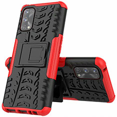 Coque Contour Silicone et Plastique Housse Etui Mat avec Support A01 pour Realme 7 Pro Rouge