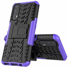 Coque Contour Silicone et Plastique Housse Etui Mat avec Support A01 pour Realme Narzo 20 Pro Violet