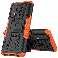 Coque Contour Silicone et Plastique Housse Etui Mat avec Support A01 pour Realme Narzo 30 4G Orange