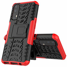 Coque Contour Silicone et Plastique Housse Etui Mat avec Support A01 pour Realme Narzo 30 4G Rouge