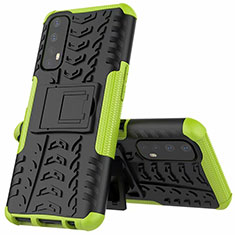 Coque Contour Silicone et Plastique Housse Etui Mat avec Support A01 pour Realme Narzo 30 4G Vert