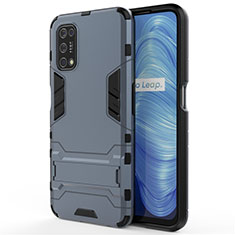 Coque Contour Silicone et Plastique Housse Etui Mat avec Support A01 pour Realme Narzo 30 Pro 5G Bleu