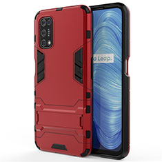 Coque Contour Silicone et Plastique Housse Etui Mat avec Support A01 pour Realme Narzo 30 Pro 5G Rouge