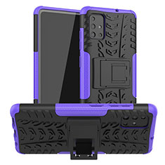 Coque Contour Silicone et Plastique Housse Etui Mat avec Support A01 pour Samsung Galaxy A71 4G A715 Violet