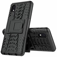 Coque Contour Silicone et Plastique Housse Etui Mat avec Support A01 pour Samsung Galaxy M01 Core Noir