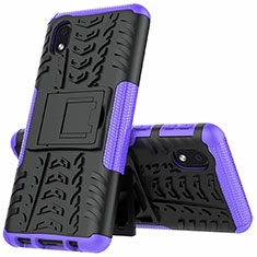 Coque Contour Silicone et Plastique Housse Etui Mat avec Support A01 pour Samsung Galaxy M01 Core Violet