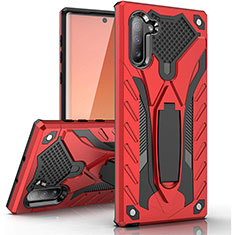 Coque Contour Silicone et Plastique Housse Etui Mat avec Support A01 pour Samsung Galaxy Note 10 Rouge