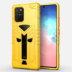 Coque Contour Silicone et Plastique Housse Etui Mat avec Support A01 pour Samsung Galaxy S10 Lite Jaune