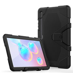 Coque Contour Silicone et Plastique Housse Etui Mat avec Support A01 pour Samsung Galaxy Tab S6 10.5 SM-T860 Noir