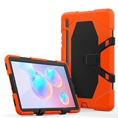 Coque Contour Silicone et Plastique Housse Etui Mat avec Support A01 pour Samsung Galaxy Tab S6 10.5 SM-T860 Orange