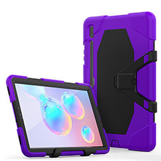 Coque Contour Silicone et Plastique Housse Etui Mat avec Support A01 pour Samsung Galaxy Tab S6 10.5 SM-T860 Violet