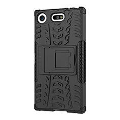 Coque Contour Silicone et Plastique Housse Etui Mat avec Support A01 pour Sony Xperia XZ1 Compact Noir