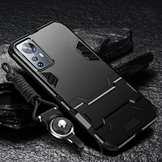 Coque Contour Silicone et Plastique Housse Etui Mat avec Support A01 pour Xiaomi Mi 12 Pro 5G Noir