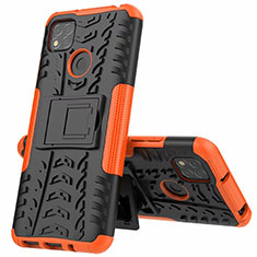 Coque Contour Silicone et Plastique Housse Etui Mat avec Support A01 pour Xiaomi POCO C3 Orange