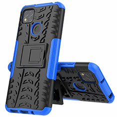 Coque Contour Silicone et Plastique Housse Etui Mat avec Support A01 pour Xiaomi Redmi 10A 4G Bleu