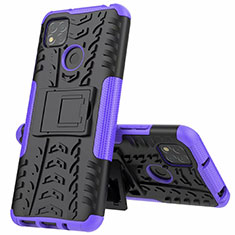 Coque Contour Silicone et Plastique Housse Etui Mat avec Support A01 pour Xiaomi Redmi 9C Violet