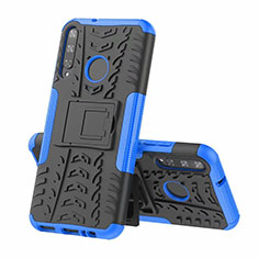 Coque Contour Silicone et Plastique Housse Etui Mat avec Support A02 pour Huawei P40 Lite E Bleu