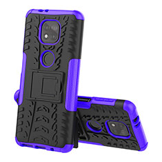 Coque Contour Silicone et Plastique Housse Etui Mat avec Support A02 pour Motorola Moto G Power (2021) Violet