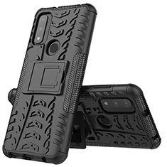 Coque Contour Silicone et Plastique Housse Etui Mat avec Support A02 pour Motorola Moto G Pure Noir