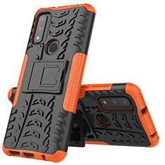 Coque Contour Silicone et Plastique Housse Etui Mat avec Support A02 pour Motorola Moto G Pure Orange