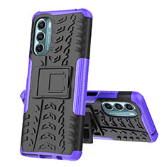 Coque Contour Silicone et Plastique Housse Etui Mat avec Support A02 pour Motorola Moto G Stylus (2022) 5G Violet