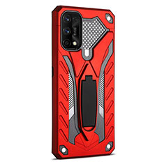 Coque Contour Silicone et Plastique Housse Etui Mat avec Support A02 pour Realme 7 Pro Rouge