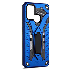 Coque Contour Silicone et Plastique Housse Etui Mat avec Support A02 pour Realme C17 Bleu