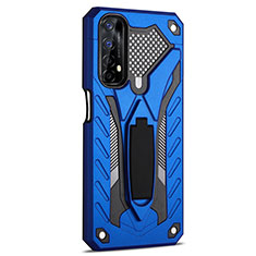 Coque Contour Silicone et Plastique Housse Etui Mat avec Support A02 pour Realme Narzo 30 4G Bleu