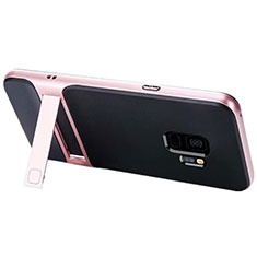 Coque Contour Silicone et Plastique Housse Etui Mat avec Support A02 pour Samsung Galaxy S9 Or Rose