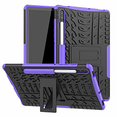 Coque Contour Silicone et Plastique Housse Etui Mat avec Support A02 pour Samsung Galaxy Tab S6 10.5 SM-T860 Violet