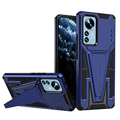 Coque Contour Silicone et Plastique Housse Etui Mat avec Support A02 pour Xiaomi Mi 12S 5G Bleu