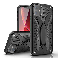 Coque Contour Silicone et Plastique Housse Etui Mat avec Support A03 pour Apple iPhone 11 Noir