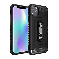 Coque Contour Silicone et Plastique Housse Etui Mat avec Support A03 pour Apple iPhone 11 Pro Noir