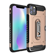 Coque Contour Silicone et Plastique Housse Etui Mat avec Support A03 pour Apple iPhone 11 Pro Or