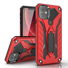 Coque Contour Silicone et Plastique Housse Etui Mat avec Support A03 pour Apple iPhone 11 Rouge