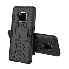 Coque Contour Silicone et Plastique Housse Etui Mat avec Support A03 pour Huawei Mate 20 Pro Noir