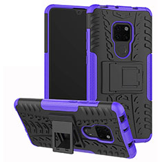 Coque Contour Silicone et Plastique Housse Etui Mat avec Support A03 pour Huawei Mate 20 Violet