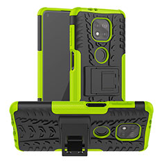 Coque Contour Silicone et Plastique Housse Etui Mat avec Support A03 pour Motorola Moto G Power (2021) Vert