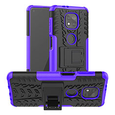 Coque Contour Silicone et Plastique Housse Etui Mat avec Support A03 pour Motorola Moto G Power (2021) Violet