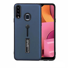 Coque Contour Silicone et Plastique Housse Etui Mat avec Support A03 pour Samsung Galaxy A20s Bleu