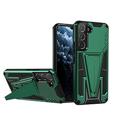 Coque Contour Silicone et Plastique Housse Etui Mat avec Support A03 pour Samsung Galaxy S21 FE 5G Vert