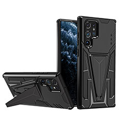 Coque Contour Silicone et Plastique Housse Etui Mat avec Support A03 pour Samsung Galaxy S22 Ultra 5G Noir