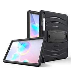 Coque Contour Silicone et Plastique Housse Etui Mat avec Support A03 pour Samsung Galaxy Tab S6 10.5 SM-T860 Noir