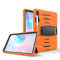 Coque Contour Silicone et Plastique Housse Etui Mat avec Support A03 pour Samsung Galaxy Tab S6 10.5 SM-T860 Orange